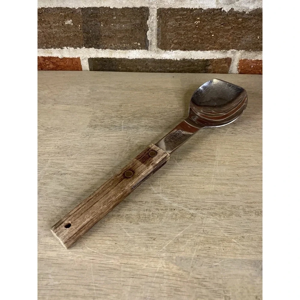 Vtg Vernco Ice Cream Spade Spoon Scoop Stainless‎ w Wood Handle